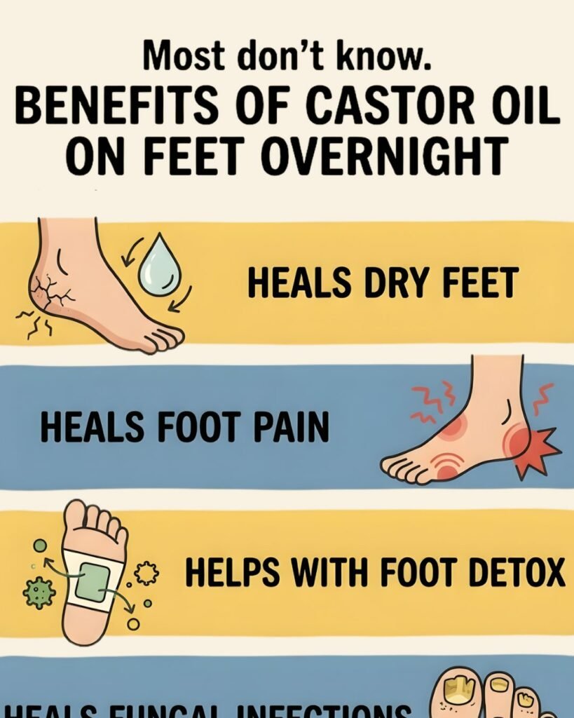 applying castor oil on feet