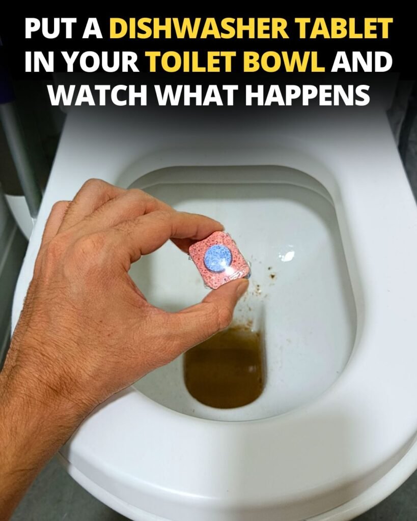 dishwasher tablet in toilet bowl